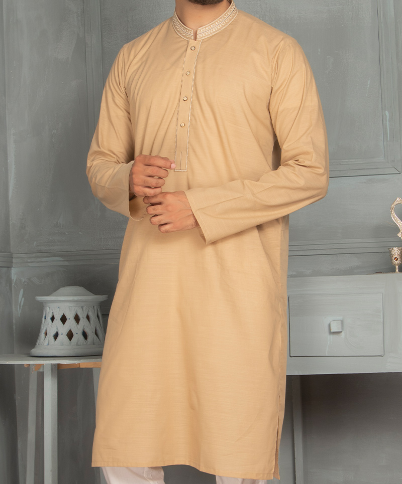 MEN EMBROIDERY FORMAL BRONZE KURTA 