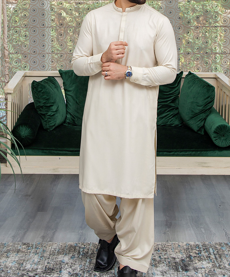 Men Shalwar Kameez - Cream