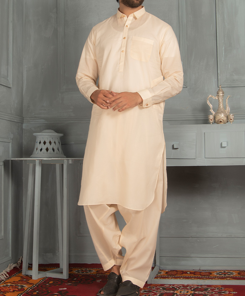 Men Shalwar Kameez - Cream