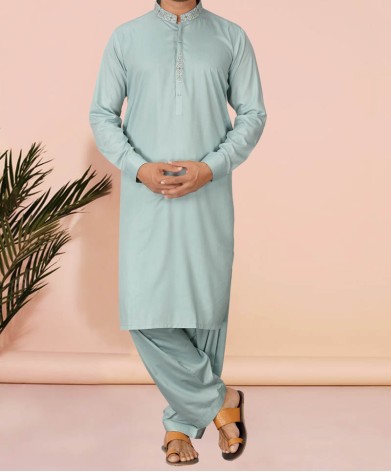 Men Shalwar Kameez - Sea Green