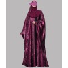 Metallic 3Pc Set Abaya- Magenta