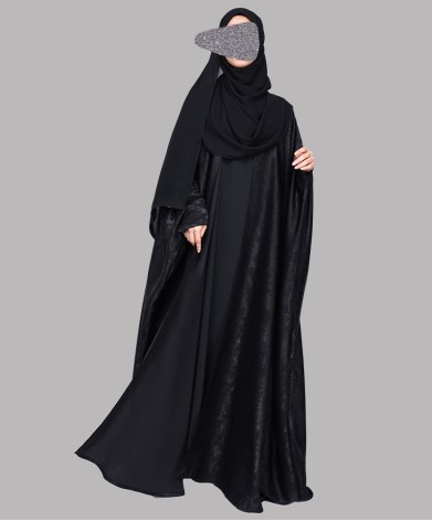 Metallic 3Pc Set Abaya- Black