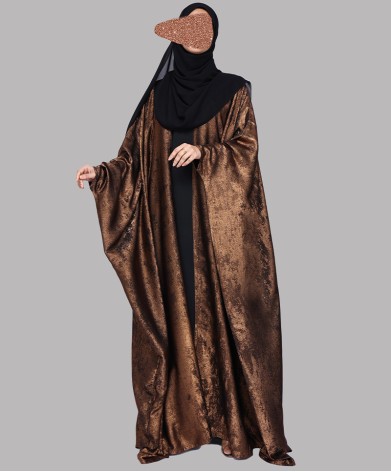 Metallic 3Pc Set Abaya- Copper