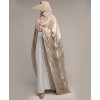 Metallic 3Pc Set Abaya- Cream