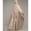 Metallic 3Pc Set Abaya- Cream