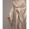 Metallic 3Pc Set Abaya- Cream