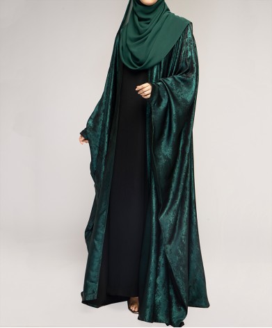 Metallic 3Pc Set Abaya- Emarald