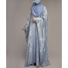 Metallic 3Pc Set Abaya- Sky