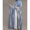 Metallic 3Pc Set Abaya- Sky