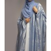 Metallic 3Pc Set Abaya- Sky