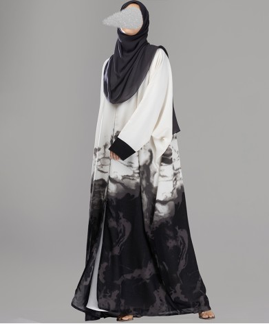 Smokey 4 Pc Set Abaya- Charcoal Grey