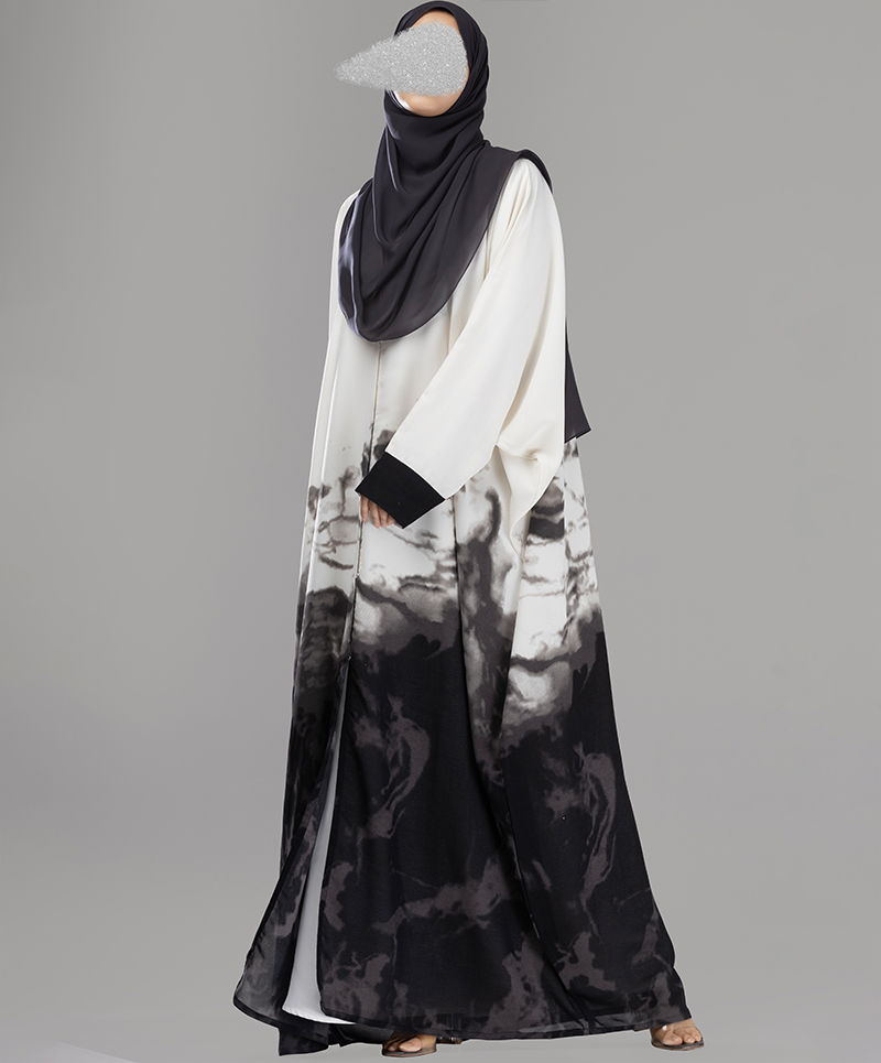 Smokey 4 Pc Set Abaya- Charcoal Grey