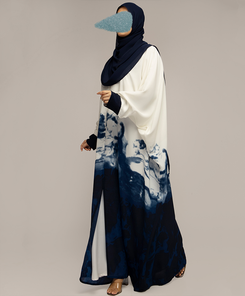 Smokey 4 Piece Set Abaya- Navy Blue