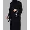 Flower 4 Pc Set Abaya - Black