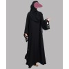 Flower 4 Pc Set Abaya - Black