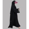 Flower 4 Pc Set Abaya - Black