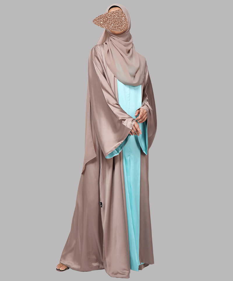 Dual Tone Satin  3 Pc Set Abaya