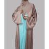 Dual Tone Satin  3 Pc Set Abaya