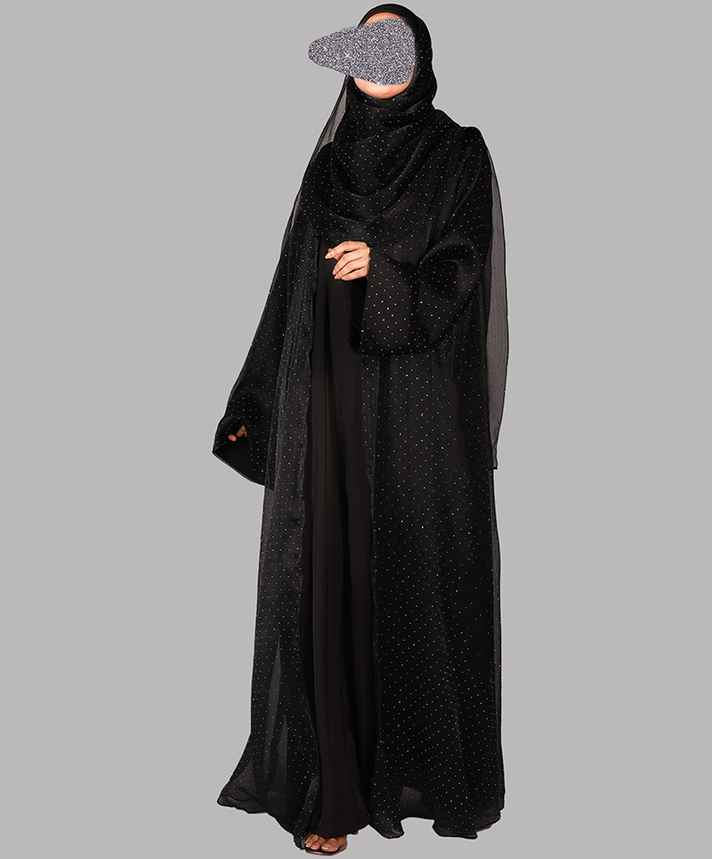 Sitara 4 Pc Set Abaya - Black