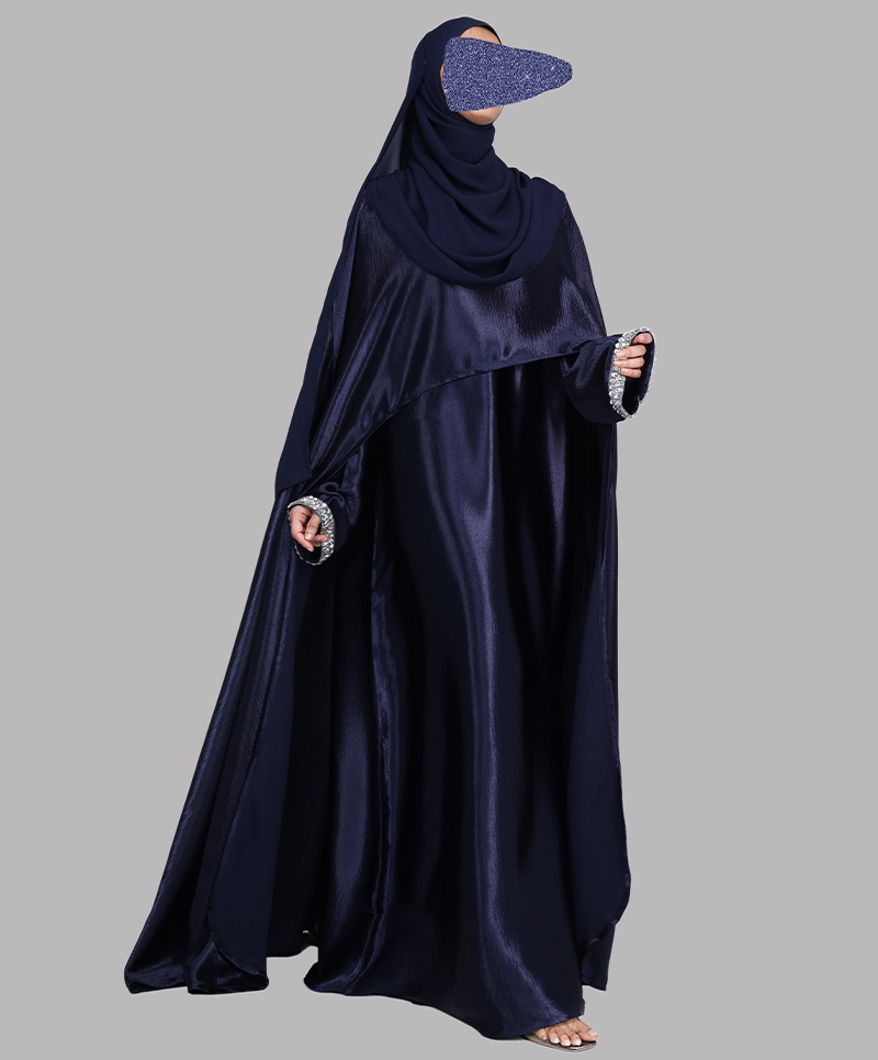 Zahra 4 Pc Set Abaya - Navy Blue