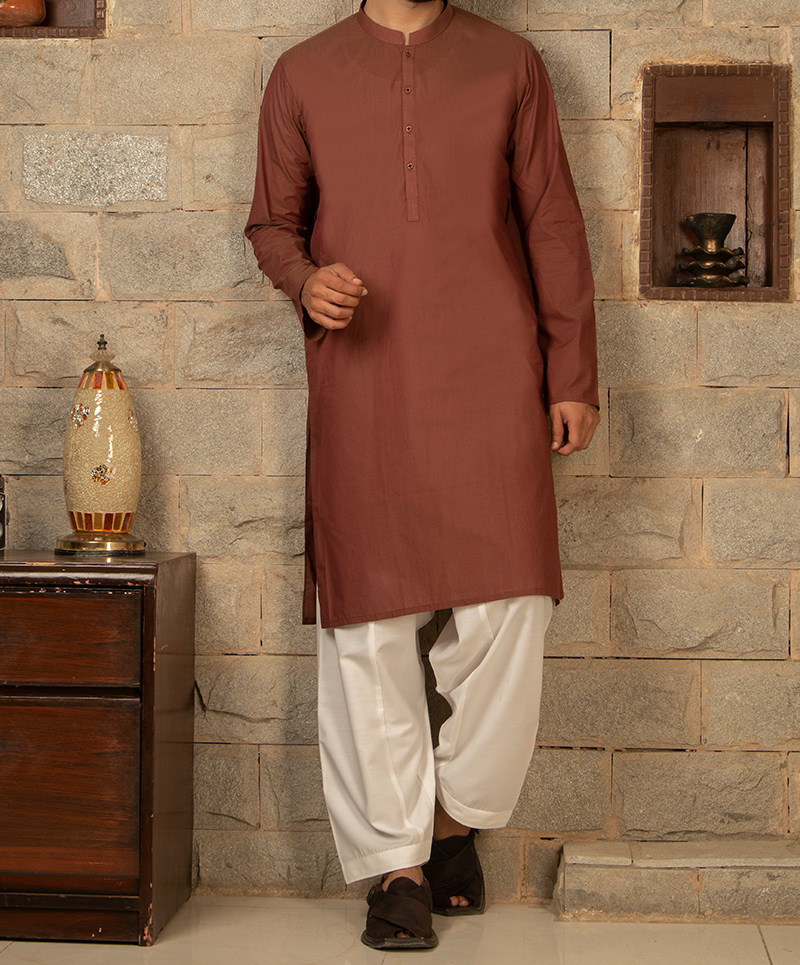 MEN KURTA PLAIN BROWN