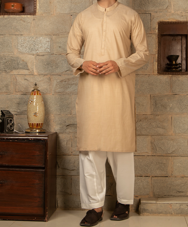 MEN KURTA PLAIN FAWN