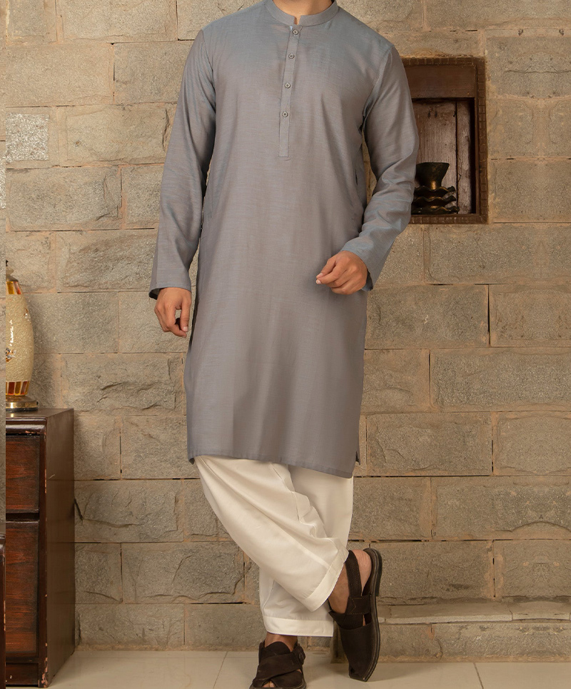 MEN KURTA PLAIN DARK GREY