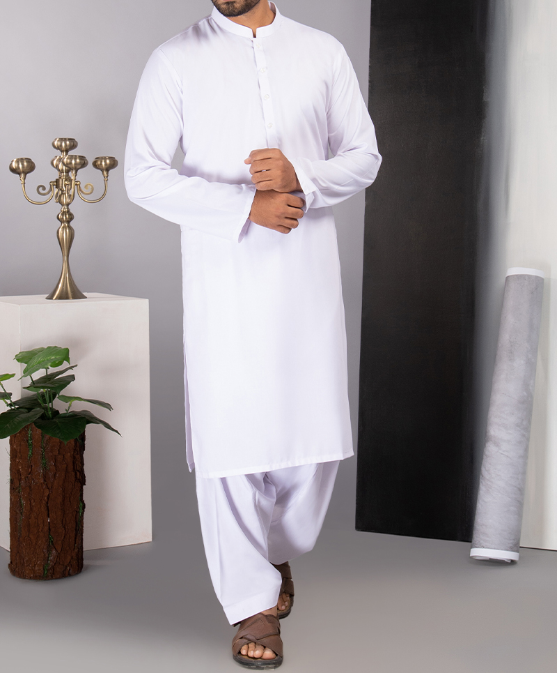 Men Shalwar Kameez - White