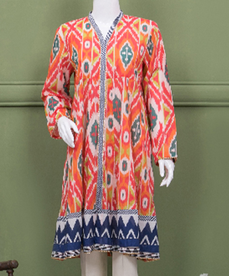 TRADITIONAL IKAT LAWN PRINTED 1PC STITCH KURTI