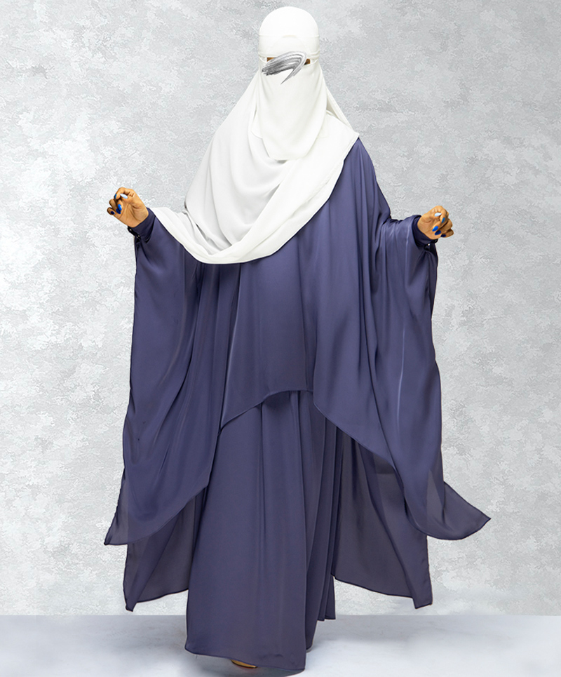 Butterfly 3 Piece Abaya-Babylon Blue