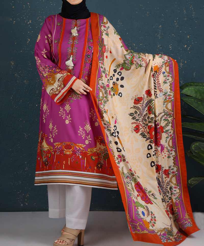 Marina Shawl 3 Pc Stitched Suit